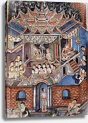 Постер Школа: Тайская Detail of the murals of Viharn laikam portraying the Sang Thong Tales 1