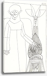 Постер Мескита Сэмюэль Figuur in een lange mantel met de linkerhand op een wereldbol