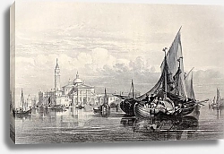 Постер San Giorgio Maggiore island, Venice, Italy. Original, created by W. L. Leitch and H. Adland, publish