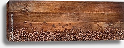 Постер Кофейные зерна на старых дубовых досках