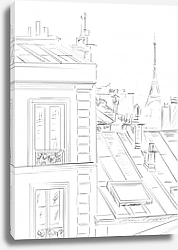 Постер Париж в Ч/Б рисунках #46