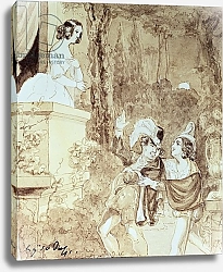 Постер Школа: Австрийская 18в. Leporello serenading Elvira in the guise of Don Giovanni who stands behind him