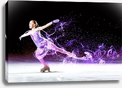Постер Маленькая фигуристка в фиолетовом костюме на льду