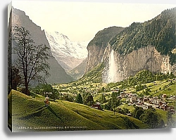 Постер Швейцария. Лаутербруннен и водопад Штауббах