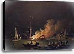Постер Брукинг Чарльз Ship on Fire at Night, c.1756