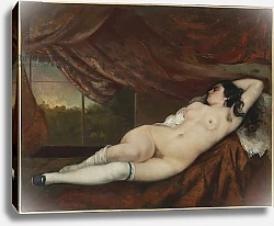 Постер Курбе Гюстав (Gustave Courbet) Reclining female nude, 1862