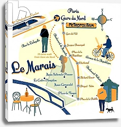 Постер Хантли Клэр (совр) Map of Le Marais, Paris