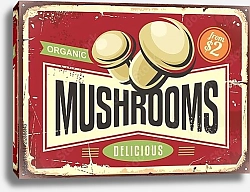 Постер Винтажная вывеска с грибами