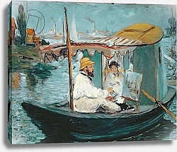 Постер Мане Эдуард (Edouard Manet) Monet in his Floating Studio, 1874