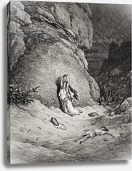 Постер Доре Гюстав Hagar and Ishmael in the Desert, illustration from Dore's 'The Holy Bible', engraved by Piaud, 1866