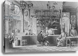 Постер Аллом Томас (грав) Cap Vendor's Shop, Canton, from 'China in a Series of Views' by George Newenham Wright, 1843
