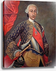 Постер Школа: Испанская 18в. Charles III in armour and wearing the Order of the Golden Fleece