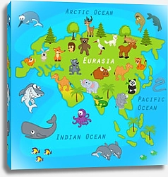 Постер Детская карта Евразии
