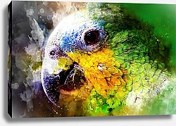 Постер Зеленый акварельный попугай