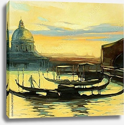 Постер Пейзаж с гондолами, Венеция