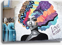 Постер Граффити женщины с разноцветными волосами, Бруклин, Нью-Йорк