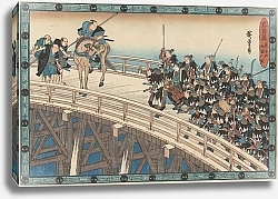 Постер Утагава Хирошиге (яп) Gathering on the Bridge
