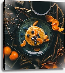 Постер Блинчики с черникой и апельсинами