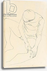 Постер Шиле Эгон (Egon Schiele) Female nude bent forward, both hands on the left thigh, 1913