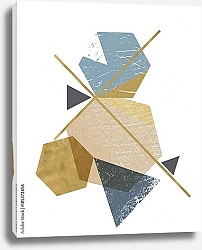 Постер Абстрактная композиция декоративных геометрических форм с гранж-текстурой 4