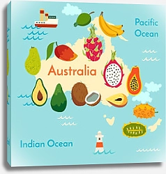 Постер Детская фруктовая карта Австралии