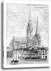 Постер Chartres Cathedral, in Chartres, France, during the 1890s, vintage engraving