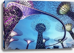 Постер Роща супердеревьев в саду у залива в Сингапуре