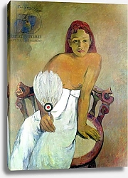Постер Гоген Поль (Paul Gauguin) Girl with fan, 1902