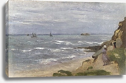Постер Неизвестен Морской пейзаж с людьми на скалах