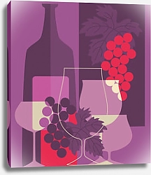Постер Красное вино и виноград