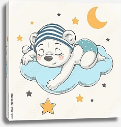 Постер Медвежонок спит на облачке
