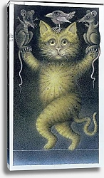Постер Андерсон Уэйн Cat on a Tightrope, balancing with Bird and Mice