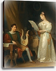 Постер Жерар Маргарита Interior With A Man Holding A Lyre And A Woman With A Music Score