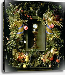 Постер Хеем Ян Communion cup and host, encircled with a garland of fruit