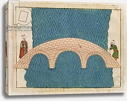 Постер Школа: Венецианская 17в. Ms. cicogna 1971, miniature from the 'Memorie Turchesche' depicting the Galata Bridge