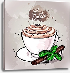 Постер Иллюстрация с белой чашкой кофе