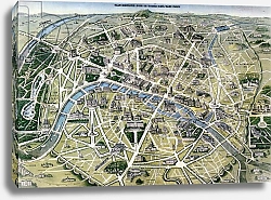 Постер Гусну Хиллари Map of Paris during the period of the 'Grands Travaux' by Baron Georges Haussmann 1864