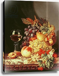 Постер Ладель Эдвард Still life with grapes and wine