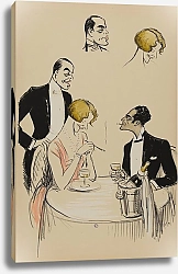 Постер Гурса Жорж trois personnages au restaurant dont Leonora Hughes