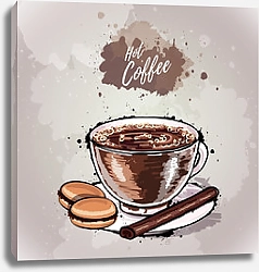 Постер Иллюстрация со стеклянной чашкой кофе