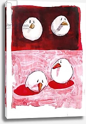 Постер МакГрегор Томас (совр) Birds on Black and White on Red