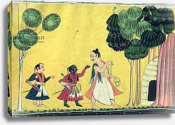 Постер Школа: Индийская 18в Rama and Lakshmana accompanied by Visvamitra, from the Ramayana, c.1750