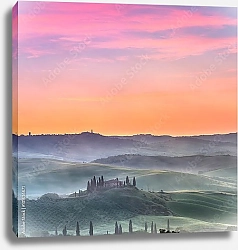 Постер Италия, Тоскана. Утренний туман №1