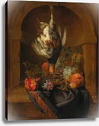 Постер Виникс Ян A partridge and fruit in a partially draped niche