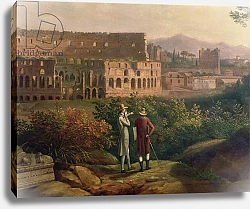 Постер Хаккерт Якоб (Jakob Philipp Hackert) Johann Wolfgang von Goethe visiting the Colosseum in Rome, c.1790
