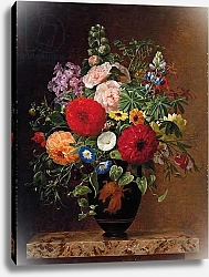 Постер Дженсен Йоханн Lilac, apple blossom, cornflowers and sweet williams with a pot of violas on a ledge, 1827 1
