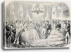 Постер French emperor  meeting Russian empress dowager in Lyon, France. From drawing of Janet-Lange, publis