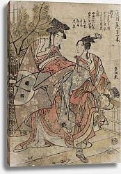 Постер Хокусай Кацушика Shōgastu kamuro manzai
