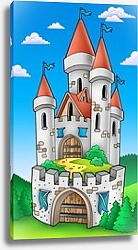 Постер Замок с синими флагами