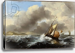 Постер Бакхаузен Людольф Fishing Vessels Offshore in a Heavy Sea, 1864